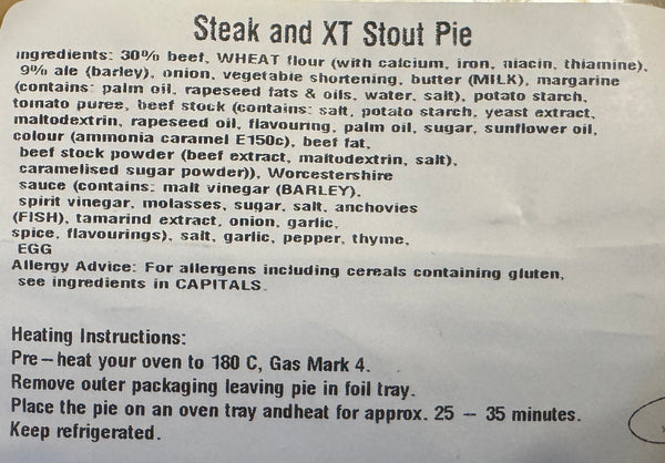 The Pointer XT Steak & Stout · Steak and Ale Pie (individual single person pie)