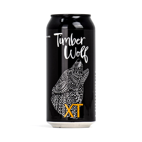 A photo of black 440ml can of XT Brewing Co Timberwolf Beer