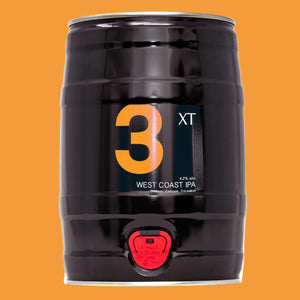 XT Brewing Co Black XT3 5-Litre Mini Can with an Orange background